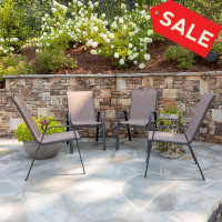 Flash Furniture 4-JJ-303C-B-GG 4 Pack Brazos Series Brown Outdoor Stack Chair with Flex Comfort Material and Metal Frame
